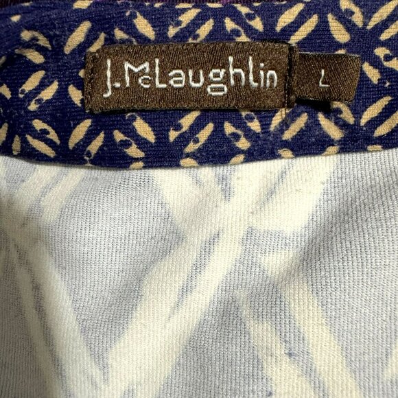 J. McLaughlin Navy Diamond V-Neck Catalina Cloth Tunic Top Sz L  Mature Luxury - Picture 5 of 6